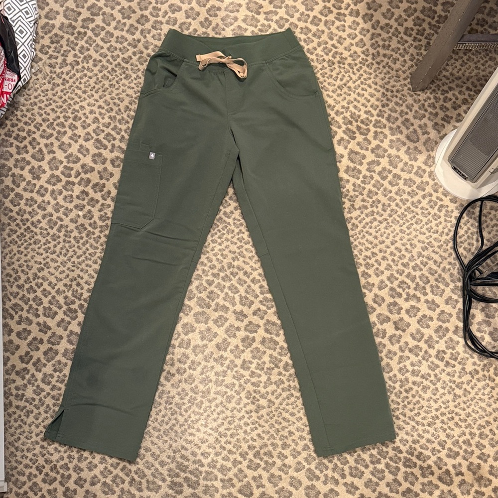 Figs Moss Green Drawstring with slight flare Pants
